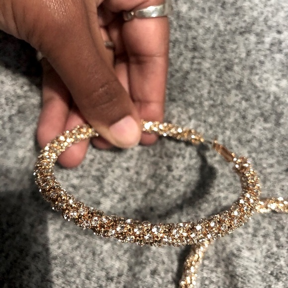 Rhinestone Twist Hoops - Picture 5 of 7